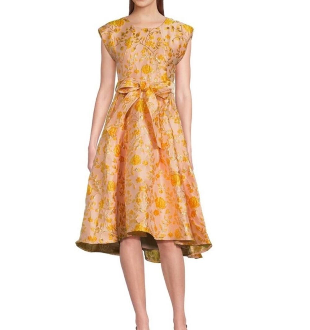Abbey Glass Olivia Dress in Harvest Jacquard floral pattern size Large